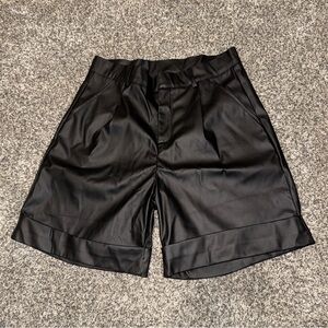 Black vegan leather shorts